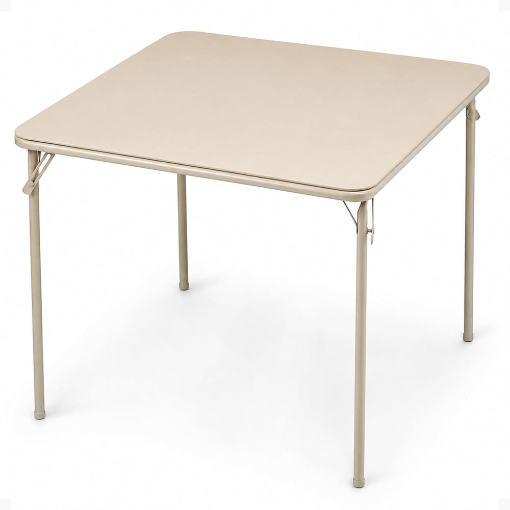 Sudden Comfort Square Folding Dining Card Table, Buff Tan, 34 x 34 x 28 In