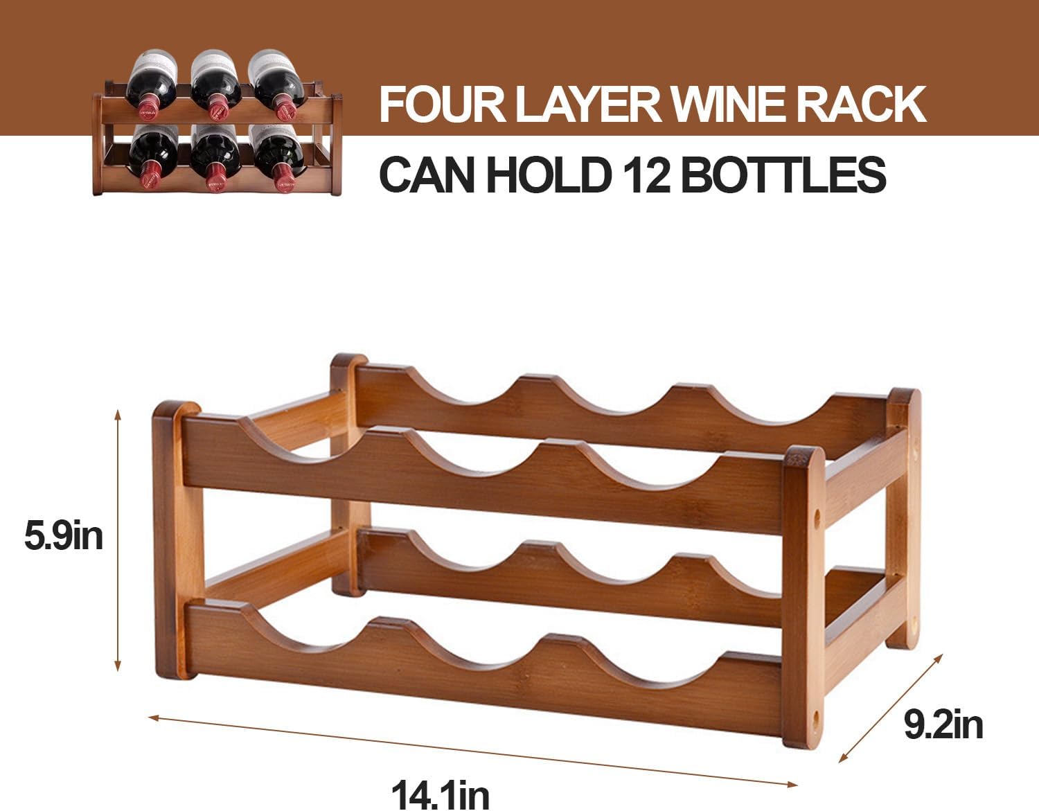 Wine Rack Countertop, 2 Tier Wine Rack 6 Bottle Wine Racks for Wine Bottles Storage Display,Free Standing Floor Wine Racks Countertop Wine Holder Bottle Rack Wine Storage Cabinet Shelf (2 Tier)