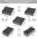 SUREMAX 10-Pack Underwear Organizer for Clothing Underwear, Sock, Bra, Grey | Foldable, Fabric Underwear Drawer Organizer, Sock Organizer, Drawer Organizers