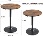 Round Bar Table Height Adjustable with MDF Top, 23.6 i n Modern Cocktail Bar Table with 360 Swivel for Suitable for Small Space, Kitchen, Dining Room, Restaurant Brown