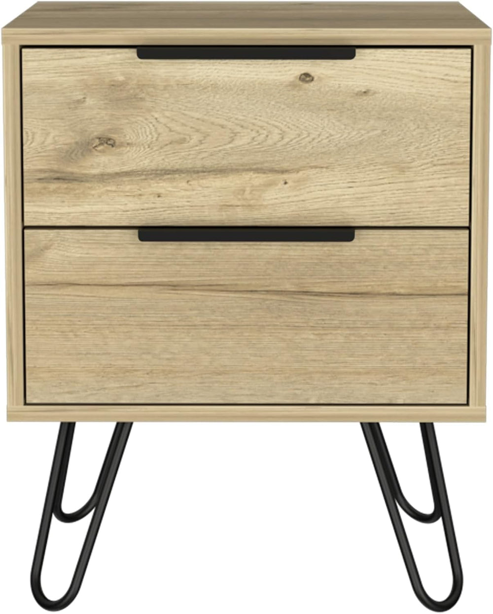 Nightstand,Two Drawers, Hairpin Legs,for Small Spaces