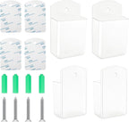 4Pcs Remote Holder Wall Mount, AC TV Remote Control Holder, Self Adhesive & Screws Remote Wall Holder, Wall Mount Box Remote Organizer for Home Office Storage (White)