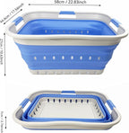 SAMMART 42L (11 gallon) Collapsible Plastic Laundry Basket - Foldable Pop Up Storage Container/Organizer - Space Saving Hamper/Basket (Grey/Little Boy Blue)