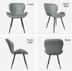 Nalupatio Dining Chairs Set of 6, Modern Dining Room Chairs Comfy Backrest Thick Upholstered Kitchen Chairs 19IN Height with Metal Legs Grey（Pu Leather）