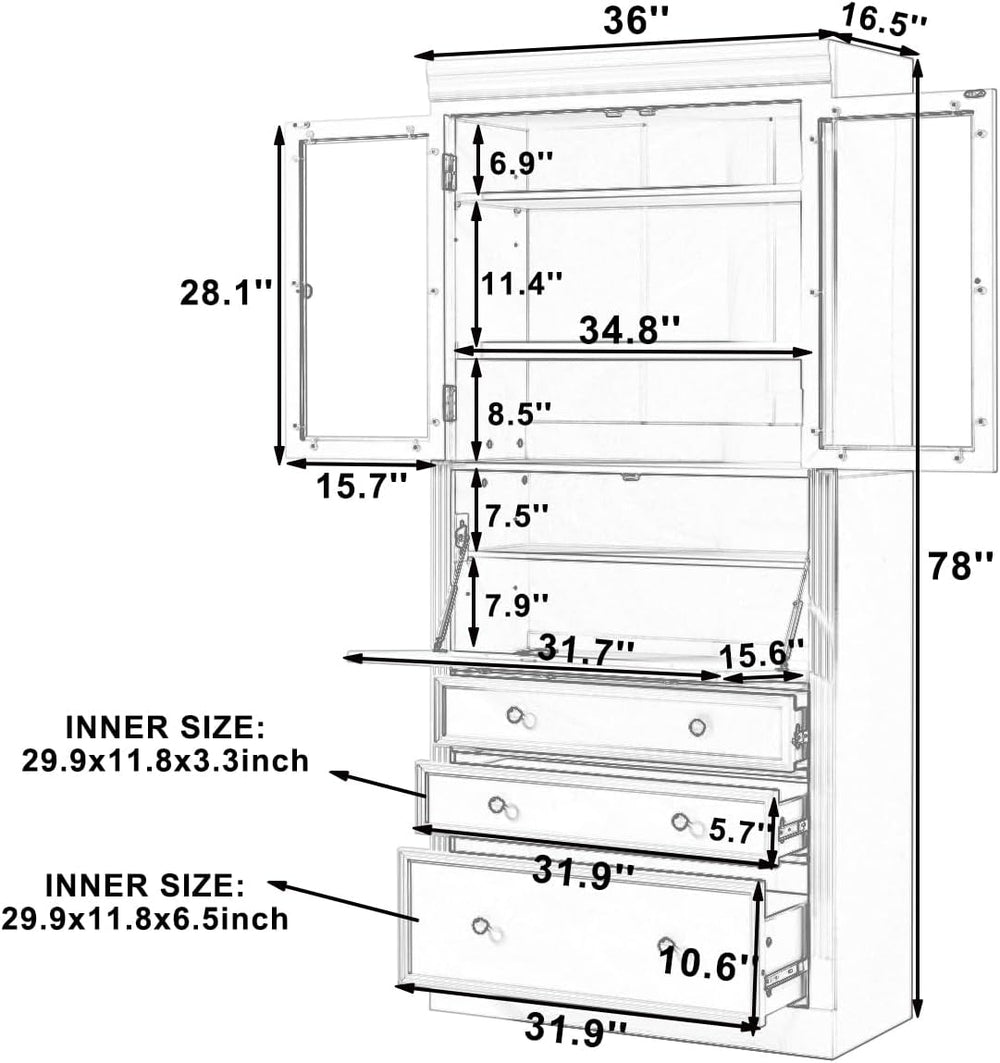 Freestanding Kitchen Pantry Storage Cabinet,Multifunctional Cupboard with 3 D...