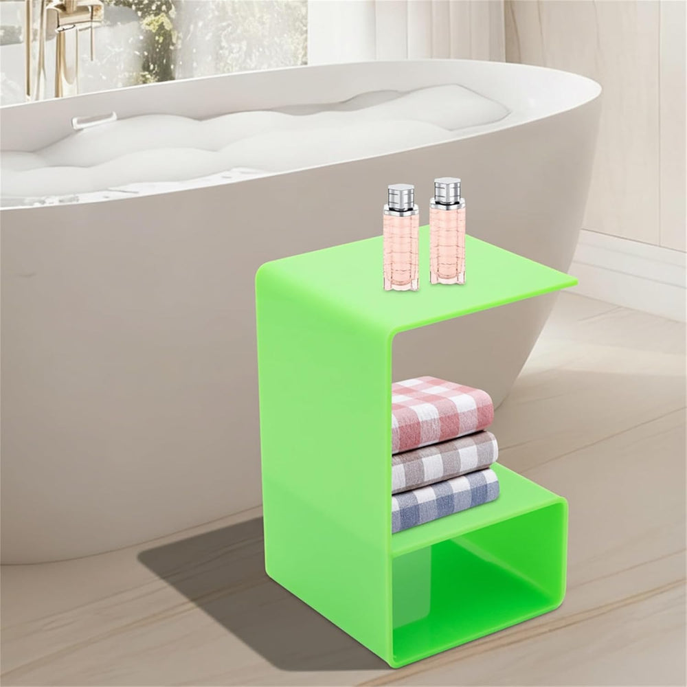 Acrylic Side Table, 21.6" C Shaped End Table, Free Standing Storage Tabl...