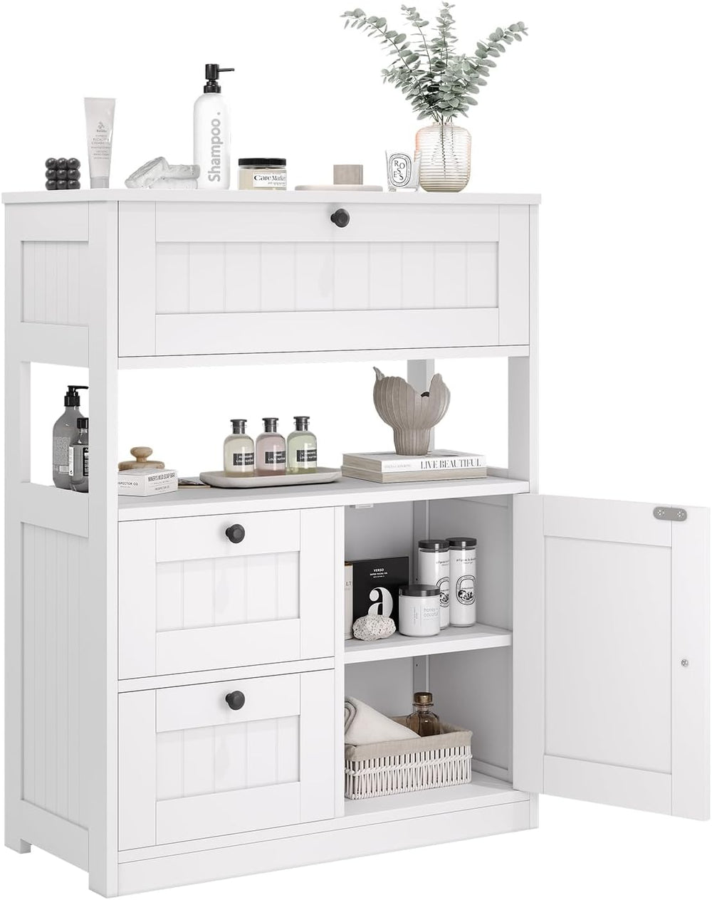 GRUSIGN Bathroom Cabinet, Modern Bathroom Floor Storage Cabinet Organizer wit...