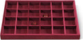 Velvet Stackable Jewelry Display Tray, 24 Grid Earring Ring Storage Tray, Drawer Divider Jewelry Accessories Organizer Plate (Red)
