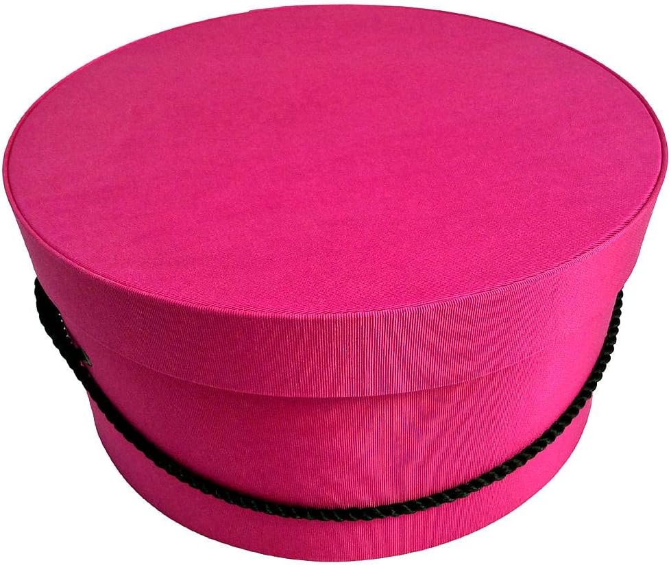 Sarah's Hat Boxes Classic Cerise Hat Box – 16.75" x 8.5" (Dia. x Ht.) Handmade in USA – Odorless Non-Toxic Adhesive, Cording Handle – Premium Storage for Hats & Accessories