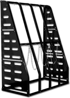 Steel Vertical Long Parts Storage Rack, Lumber Storage Rack 1500 LBS Capacity, Heavy Duty Standing Bar Rack with Safety Chain for Garage Workshop Factory, 4 Bays, Black,