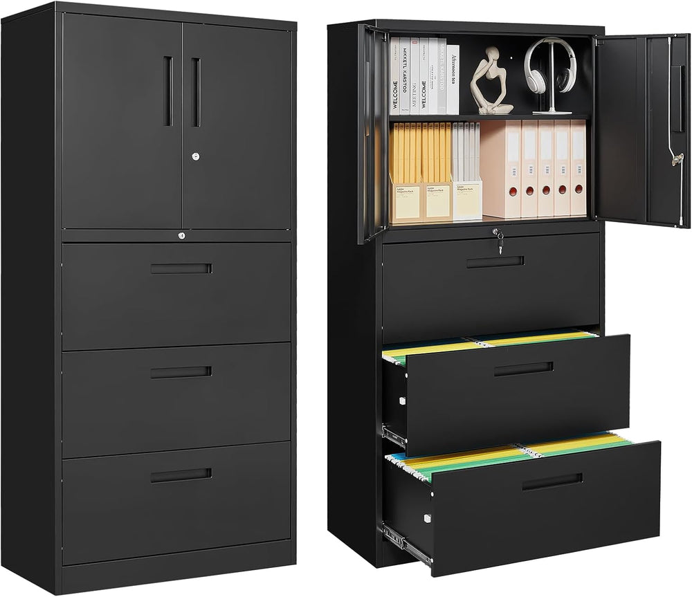 PEUKC 3-Drawer Metal File Cabinet, Lateral Vertical Filing Cabinets for Home ...
