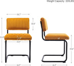 ONEVOG Velvet Dining Chairs Set of 4, Upholstered Kitchen Dining Room Chairs with Striped Open Back, Comfy Orange Chair Armless, Dinner Chair for Party, Black Chrome Metal Legs