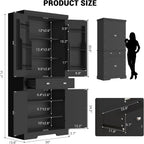 Kitchen Pantry Storage Cabinet, 72 Inches Freestanding Food Pantry Cabinet with Drawer, Modern Wood Cupboard with 6 Door Shelves and 4 Adjustable Shelves for Ding Room, White