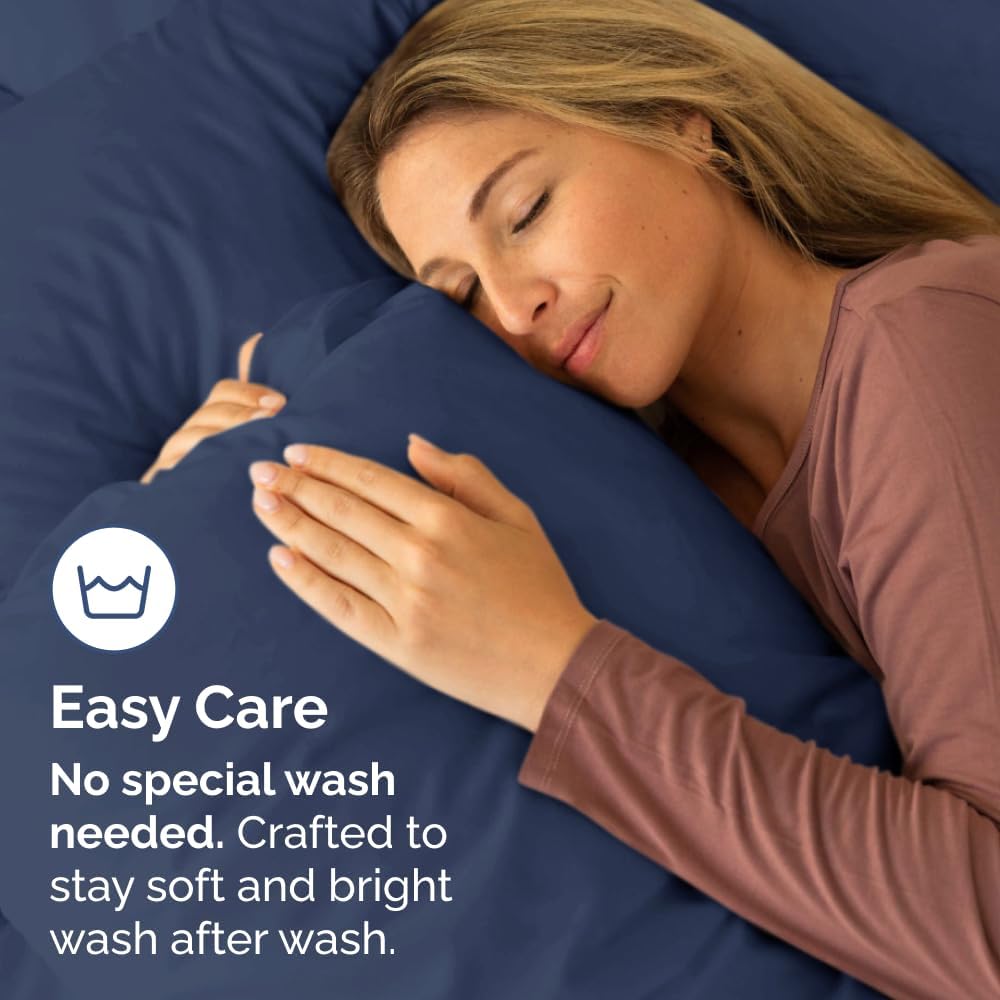 Standard Pillow Cases - 2 Pack - Super Soft Pillowcase Covers - Envelope Enclosure - Hotel Quality Pillow Protectors - Wrinkle Free, Shrink & Stain Resistant - Machine Washable - 20" x 26" (Navy Blue)