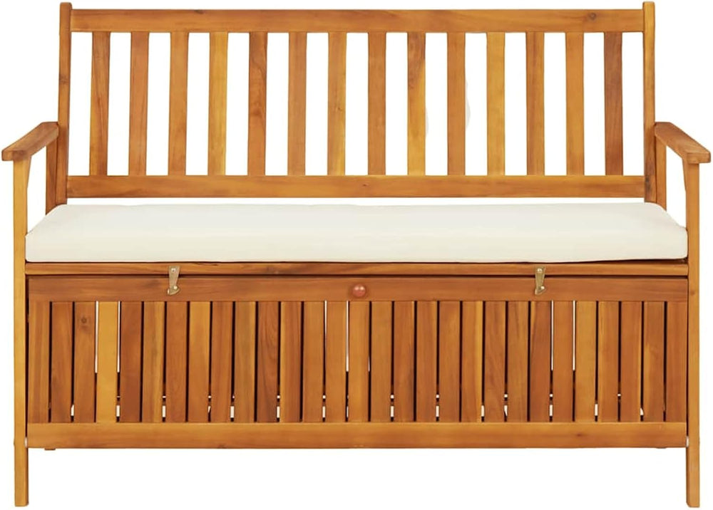 Gecheer Storage Bench Rustic Solid Acacia Wood 120x63x84 cm for Garden Outdoo...