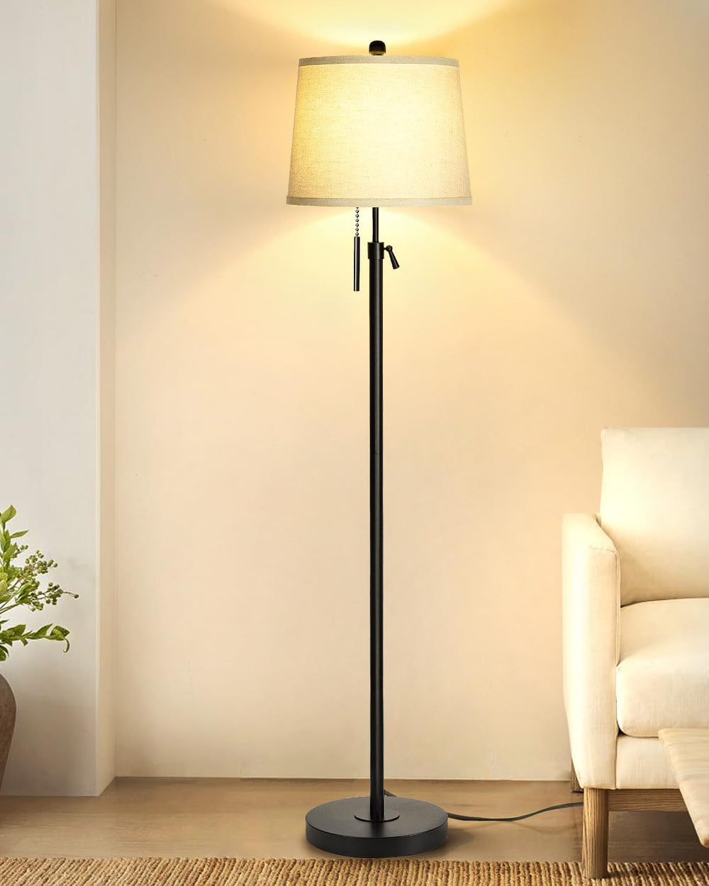 JUNNAI Floor Lamps for Living Room, Black Floor Lamp Adjustable Height Standi...