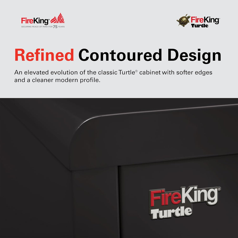 FireKing Turtle Contour - 4 Drawer Fire Safe File Cabinet with Key Lock - 1 H...