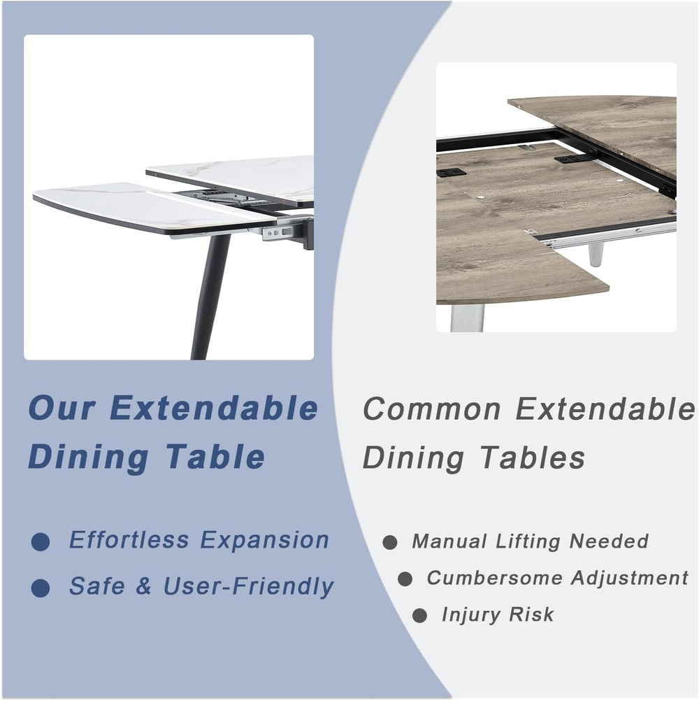 Extendable Dining Table Set for 8, 55"–79" Rectangular Dining Table...