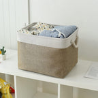 TcaFmac Organization and Storage Basket for Shelves - 16x12x12 inch Large 2 Pack Collapsible Storage Bins for Organization, Fabric Storage Cubes for Box Cloth Toy Books Kids (White & Khaki)
