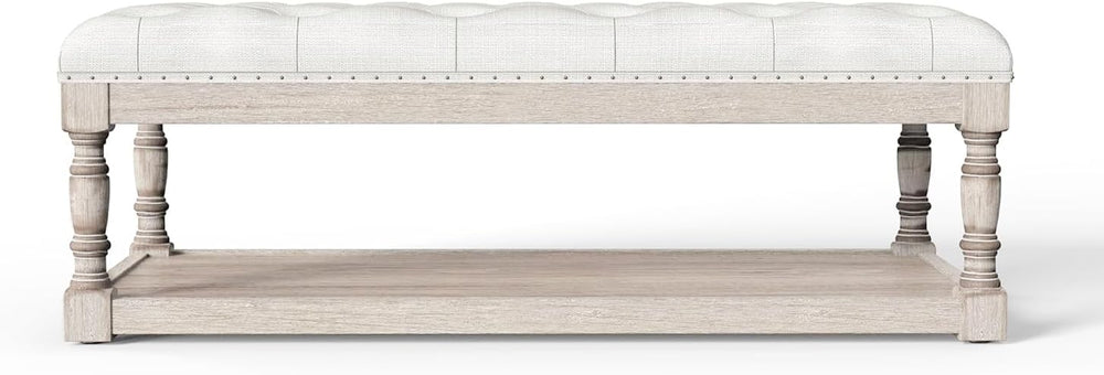 Ottoman Coffee Table, Large Rectangle Ottoman with Storage - Upholstered Cush...