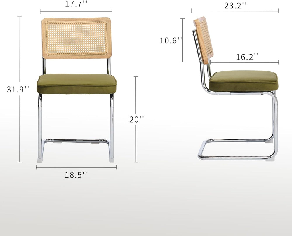 Rattan Dining Chairs Set of 4, Mid-Century Modern Dining Room Chairs with Can...