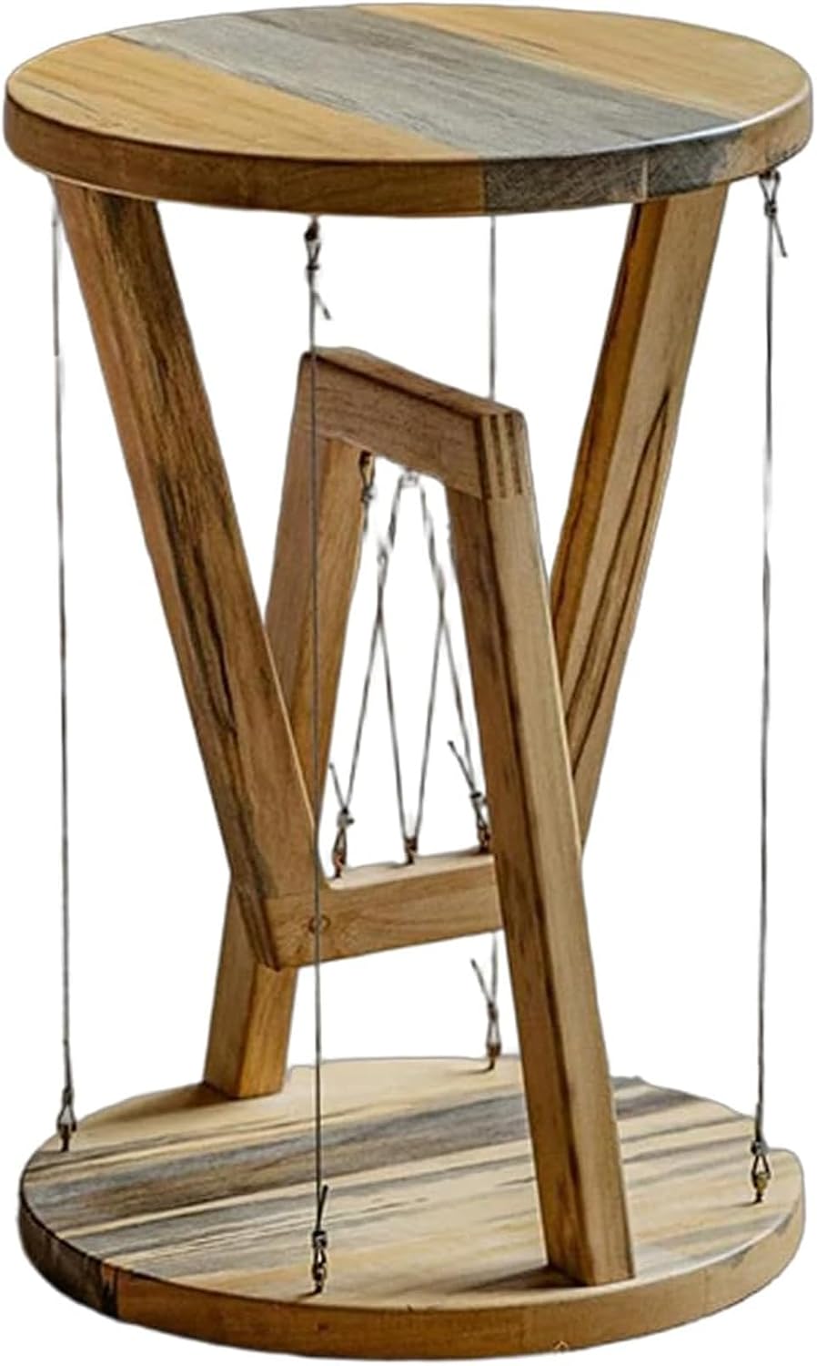 Floating Effect End Table, Solid Wood Tensegrity Side Table, Anti-Gravity Han...