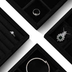 Velvet Stackable Jewelry Display Tray, 24 Grid Earring Ring Storage Tray, Drawer Divider Jewelry Accessories Organizer Plate (Black)