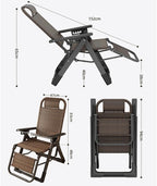 Gravity Folding Sun Lounge Chair Rattan Recliner with Pillow and High Backrest Wicker Adjustable