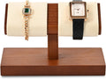 Oirlv Solid Wood Double Watch Display Stand Watch Bracelet Organizer(Creamy-white)