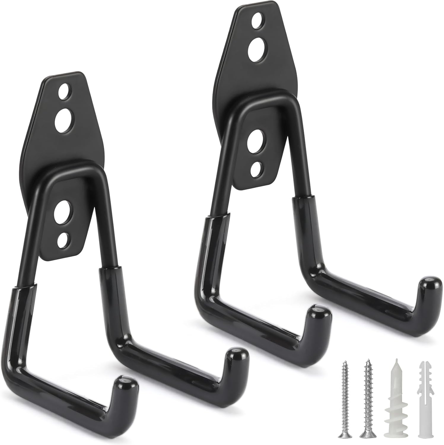 2 Pack Heavy Duty Garage Hooks Storage Organizer Wall Mount Power and Garden Tool Hangers, for Hanging Ladders, Ropes, Hose, Bulk Items