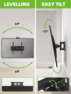 USX MOUNT TV Wall Mount for 32-74 inch Flat Screen/LED/4K up to 110lbs, Full Motion TV Mount Bracket with Swivel & Tilt Articulating Dual Arms, Max VESA 400x400mm, Fits 12/16" Wood Studs