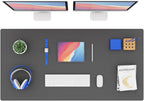 K KNODEL Large Office Leather Desk Mat, Mouse and Keyboard Pad, Computer and Laptop Mat, Desktop Protector and Cover, Writing Pad and Blotter (47.2"x23.6", Dark Gray)