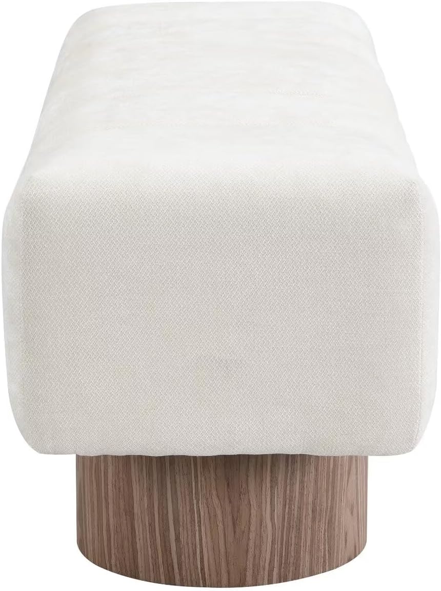 50" Upholstered Dining Bench, No-Assembly Chenille Fabric Ottoman Stool ...