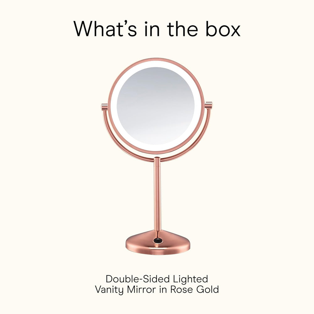 Conair Vanity Mirror, LED Lighting, 1X/10X Magnifying, Rose Gold