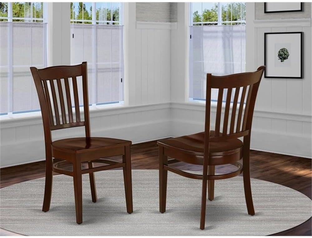 East West Furniture GRC-MAH-W Groton Dining Room Chairs - Slat Back Wood Seat...