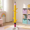 Mifoci Classroom Pencil Coat Rack Freestanding Bag Holder Heavy Duty Wood Pencil Shaped Backpack Rack Decorative Back to School Floor Coat Stand for Hat Cloth Key First Day of School Entryway Bathroom