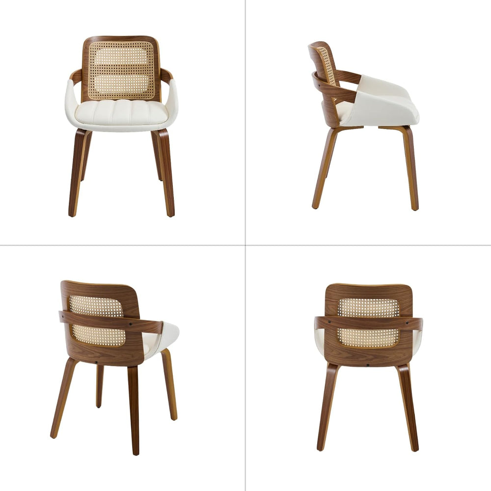 DUOMAY Modern PU Leather Dining Chairs Set of 4, Cane Back Room Chairs with S...