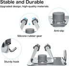 nacena Broom Holder Wall Mount, 4 Packs Silver Stainless Steel Mop and Broom Hanger with Hooks Heavy Duty Broom and Mop Organizer Wall Hanging for Bathroom, Kitchen