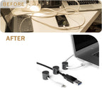 6 Sets Charger Cord Holder, Glossy Black Metal Adhesive Cable Management Clips,Adjustable Cable Anchor Holders,Wire Organizer for Desk, Wall, Home, Office
