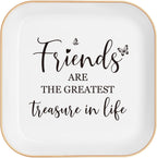Friendship Gifts for Women – Friend Birthday Gifts for Women – Jewelry Tray | With “Friends Are The Greatest Treasure In Life” – Birthday Gifts, Friend Gift – Ceramic Ring Dish, Mothers Day Gifts