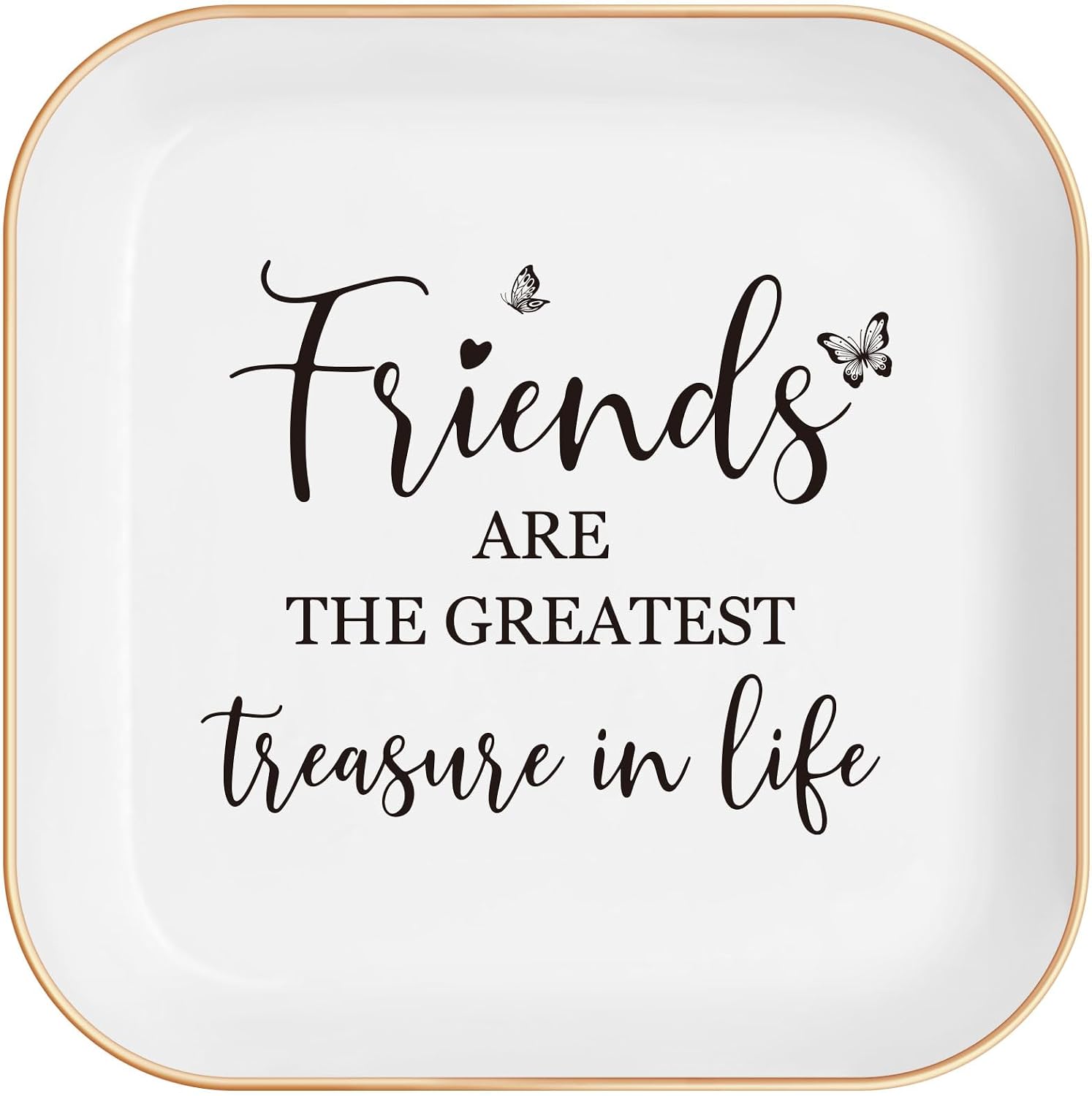 Friendship Gifts for Women – Friend Birthday Gifts for Women – Jewelry Tray | With “Friends Are The Greatest Treasure In Life” – Birthday Gifts, Friend Gift – Ceramic Ring Dish, Mothers Day Gifts
