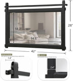 Bathroom Barn Door Mirror: 42"x28" Black Farmhouse Wood Frame - Rustic Wall Mirror for Entryway/Living Room Wall Decor