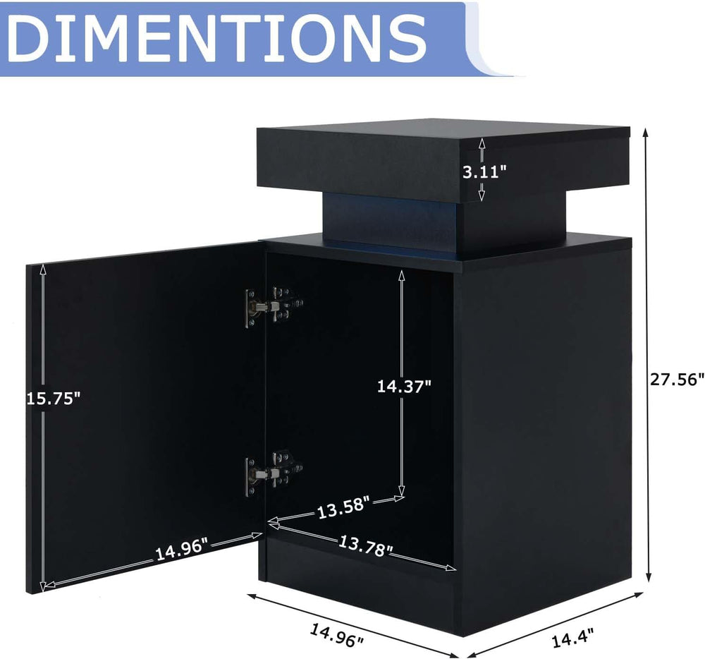 Nightstand Set of 2, Night Stands with LED Lights, Bedside Table End Side Tab...