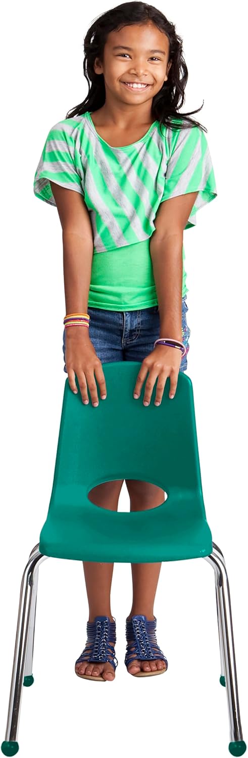 FDP 16" School Stack Chair with Ball Glides, Green, 6-Pack, 10367-GN