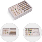 ProCase Stackable Jewelry Organizer Trays for Drawers, Jewelry Drawer Inserts Container Display Case Storage for Earring Necklace Rings Bracelet with Removable Dividers -Grey, 2 Layers