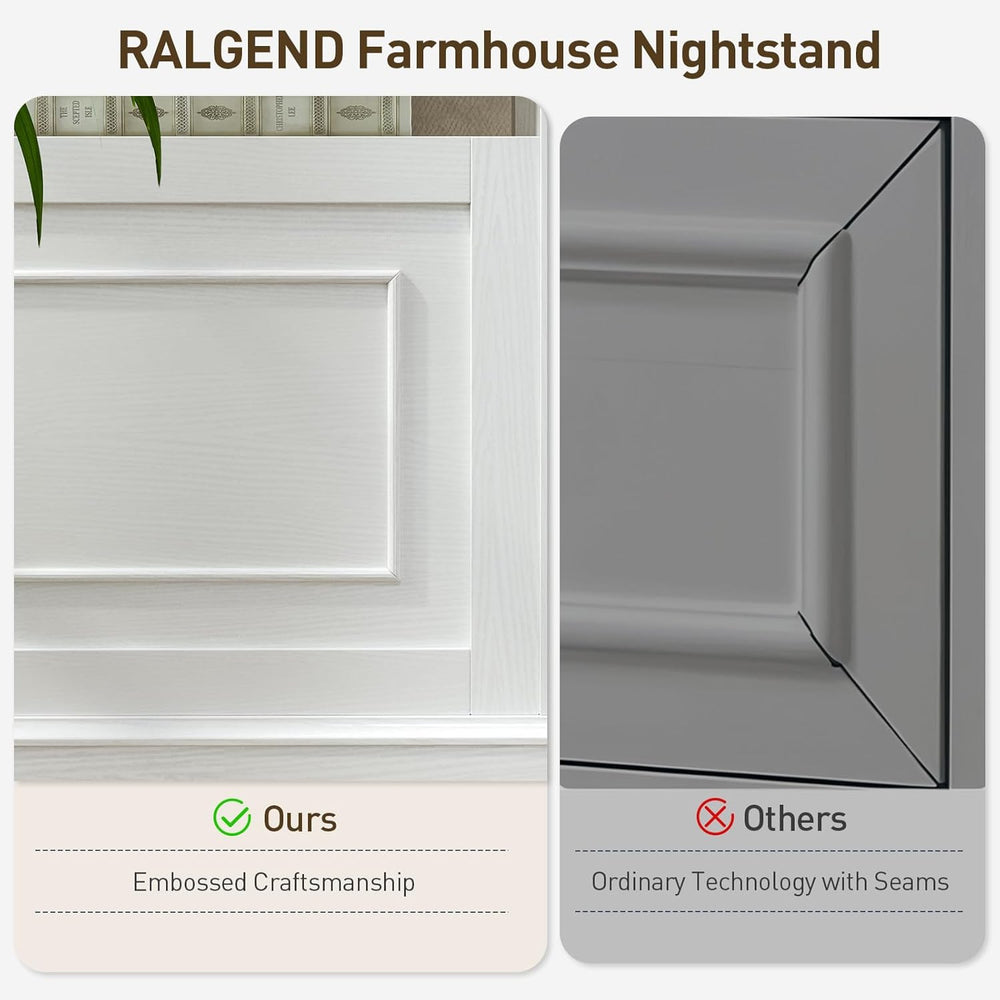 RALGEND Farmhouse End Table with 2 Drawers, Narrow Sofa Side Table with Stora...