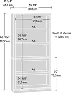 Sauder 5 Tier Book Shelf Wooden Bookcase Multipurpose Bookshelf for Home Office, Living Room, in Chalked Chestnut