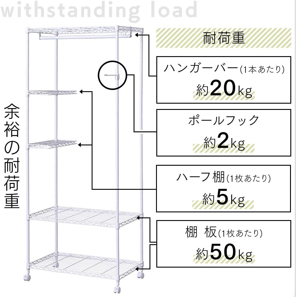 Iris Ohyama CMWR-75183 Metal Rack, Steel Rack, Wardrobe, Rack-Included, Brown, Width 29.5 x Depth 17.7 x Height 71.7 inches (75 x 45 x 182 cm), Load Capacity 220.5 lbs (100 kg)
