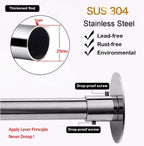 Corner Shower Curtain Rod Adjustable Stainless Steel L Shaped Rack Drill Free Install for Bathroom, Bathtub, Clothing Store (27"-39"x27"-39")
