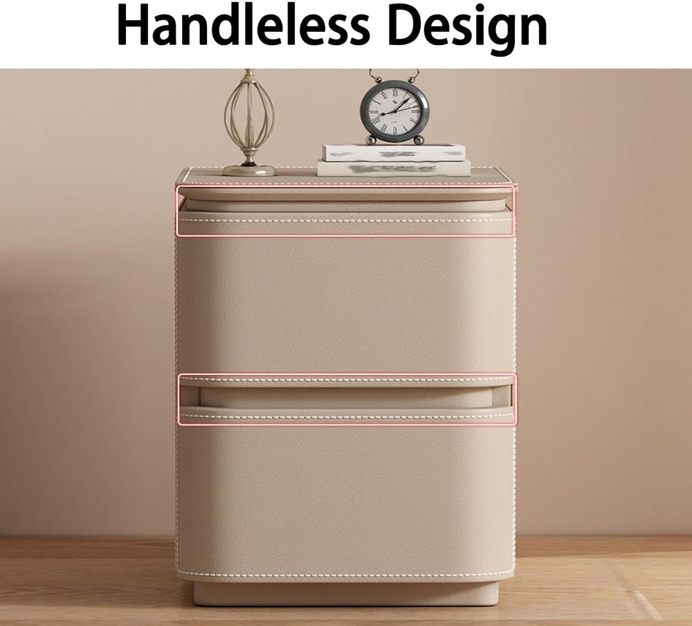 Small Nightstand Leather Finish, Narrow Modern Bedside Table, Night Stand end...
